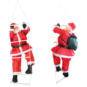 [en.casa]® Mikuláš lezúci po rebríku - vianočná dekorácia - 90 cm