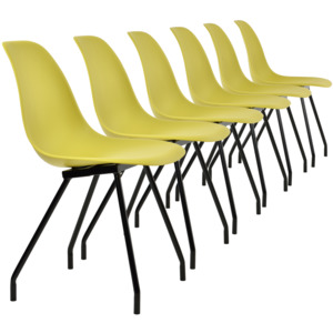 [en.casa]® Sada dizajnových stoličiek - 6 kusov - muštárovo žlté