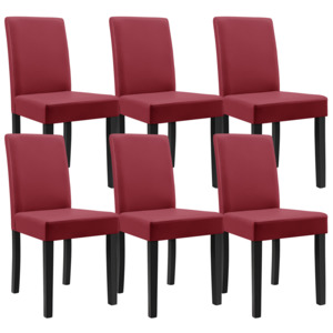 [en.casa]® Sada štýlových čalúnených stoličiek - 6 ks - tmavo červené
