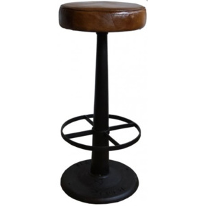 Industrial style, Hnedá kožená barová stolička 77x35cm (1409)