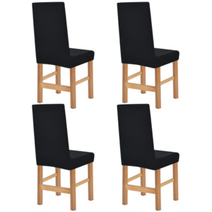 Naťahovací návlek na stoličku, 4 ks, široké pruhy, čierny