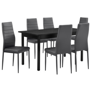 [en.casa]® Štýlový moderný jedálenský stôl - sivý - so 6 stoličkami - sivými