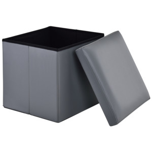 [en.casa]® 2-v-1 Box na sedenie s odkladacím priestorom - 38 x 38 x 38 cm - sivý - L