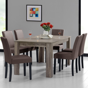 [en.casa]® Rustikálny dubový jedálenský stôl HTFU-2337 so 6 stoličkami HTMY-9705