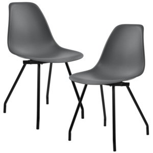 [en.casa]® Sada dizajnových stoličiek - 2 kusy - tmavo sivé