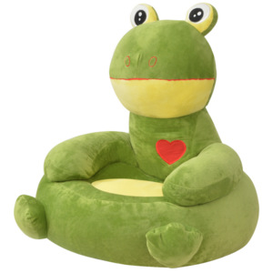Detské zelené plyšové kreslo, žaba