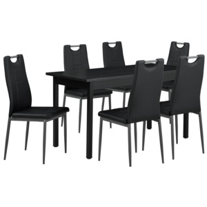 [en.casa]® Štýlový jedálenský stôl - čierny - so 6 stoličkami - čiernymi