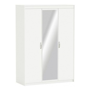 Skriňa 3-dverová so zrkadlom, biela, AMBIAN