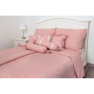 Bavlnené obliečky BODKY ružové - 140x200 cm (1 ks), 70x90 cm (1 ks)