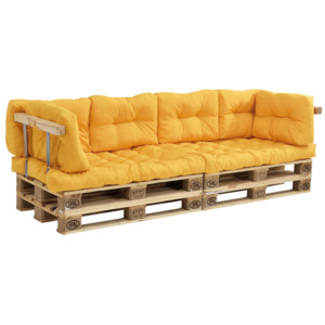 [en.casa]® Paletový nábytok - 2x sedák, 6x vankúš - horčicovo žltá