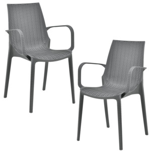 [casa.pro]® Sada záhradných stoličiek HTRS-8558 - 2 ks - 89 x 44 x 55,5 cm - tmavo sivé