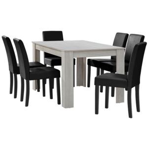 [en.casa]® Elegantný dubový jedálenský stôl HTFU-1403 - 140 x 90 cm - so 6 stoličkami HTMY-9706