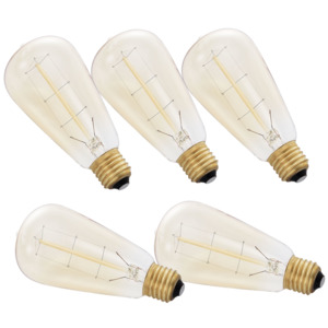 [in.tec]® Antik dekoratívna Edisonova žiarovka - 5 x E27 - 230V - teplá biela (2700 K) - ø60 x 140 mm