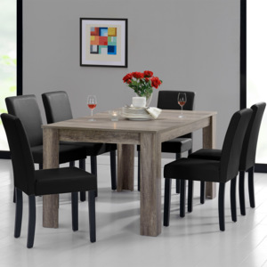 [en.casa]® Rustikálny dubový jedálenský stôl HTFU-2337 so 6 stoličkami HTMY-9706