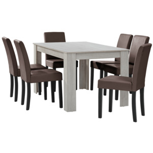 [en.casa]® Elegantný dubový jedálenský stôl HTFU-1403 - 140 x 90 cm - so 6 stoličkami HTMY-9705