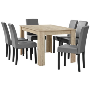 [en.casa]® Elegantný dubový jedálenský stôl HTFU-1401 - 140 x 90 cm - so 6 stoličkami HTMY-9701
