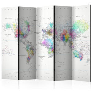 Paraván - Room divider – White-colorful world map