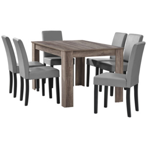 [en.casa]® Elegantný dubový jedálenský stôl HTFU-1402 - 140 x 90 cm - so 6 stoličkami HTMY-9701