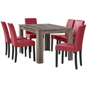 [en.casa]® Elegantný dubový jedálenský stôl HTFU-1402 - 140 x 90 cm - so 6 stoličkami HTMY-9702