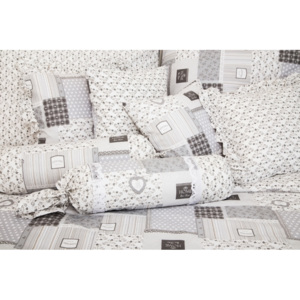 Bavlnené obliečky PATCHWORK DELUXE sivý - 200x220 cm (1 ks), 70x90 cm (2 ks)