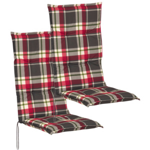 Sedáky na záhradné stoličky, 2 ks, 117x49 cm, červeno-zelené