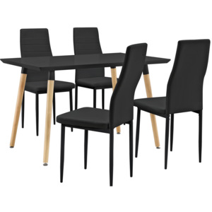 [en.casa]® Dizajnový jedálenský stôl so stoličkami - 120 x 70 x 75 cm - čierna