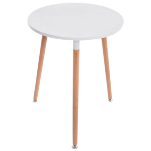 Jedálny stôl Benet guľatý, 60 cm, nohy prírodné - drevo / biela