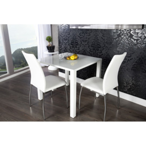 Jedálenský stôl Lucente II 80 cm biely s vysokým leskom