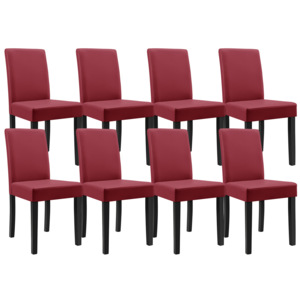 [en.casa]® Sada elegantných čalúnených stoličiek - 8 ks - tmavo červené