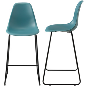 [en.casa]® Dizajnové barové stoličky (2 kusová sada) - tyrkysové