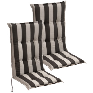Podušky na záhradné stoličky, 2 ks, 120x52 cm, tmavý prúžok