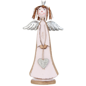 Růžové anjelská dievčatko so srdcom - 13*4*25 cm