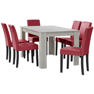 [en.casa]® Elegantný dubový jedálenský stôl HTFU-1403 - 140 x 90 cm - so 6 stoličkami HTMY-9702