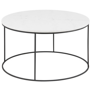 Konferenčný stolík Boston, 80 cm, mramor - biela / čierna