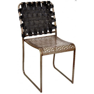 Industrial style, Kovová stolička s gumeným operadlom 84x40x45cm (1481)
