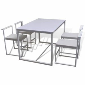 5-dielna jedálenská súprava stola a stoličiek, biela