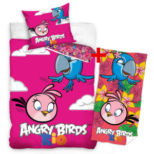 Výhodná sada pre dievčatká bavlnené obliečky a osuška Angry Birds