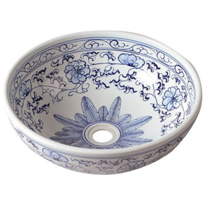 Sapho keramika 42cm, umývadlo PRIORI farba biela s modrou maľbou ( PI012 )