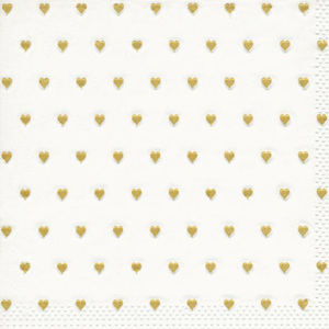 Servítky Heart biela, farby zlata 33/33 cm