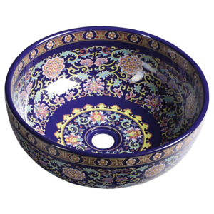 Sapho PRIORI keramické umývadlo, priemer 40,5cm, 15,5cm, fialová s ornamentami