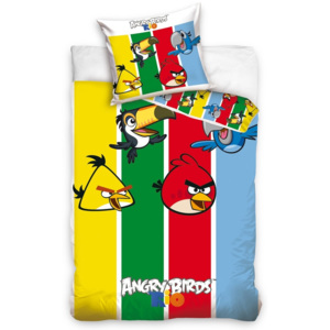 Tip Trade Detské bavlnené obliečky Angry Birds Stripes, 140 x 200 cm, 70 x 80 cm