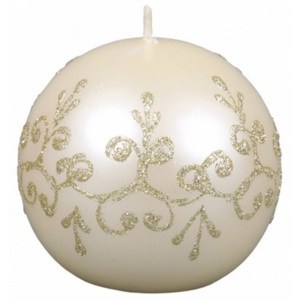 Vianočná sviečka Tiffany guľa, béžová