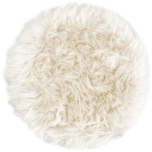 Biely sedák z ovčej kožušiny na jedálenskú stoličku Royal Dream, Ø 35 cm