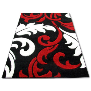Kusový koberec Flora čiernobieločervený 200x290, Velikosti 200x290cm