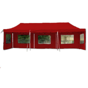 Záhradný párty stan nožnicový – červený, 3 x 9 m