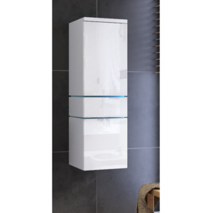 Závesná kúpeľňová skrinka TALUN - TYP 01 + LED osvetlenie, 30x110x30 cm, biela/biely lesk