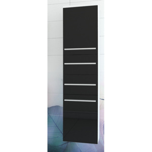 Závesná kúpeľňová skrinka KOLI, 35x150x35 cm, biela/čierny lesk