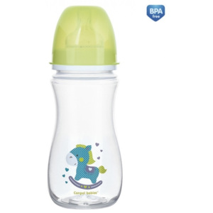 Antikoliková fľaštička so širokým hrdlom Canpol Babies EasyStart - TOYS 300 ml - zelená