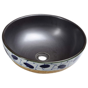 Sapho PRIORI keramické umývadlo, priemer 42cm,15cm, čierny/hnedý a modrý vzor
