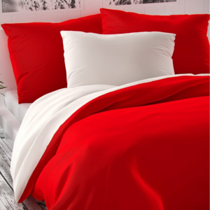 Kvalitex Saténové obliečky Luxury Collection červená / biela, 140 x 220 cm, 70 x 90 cm